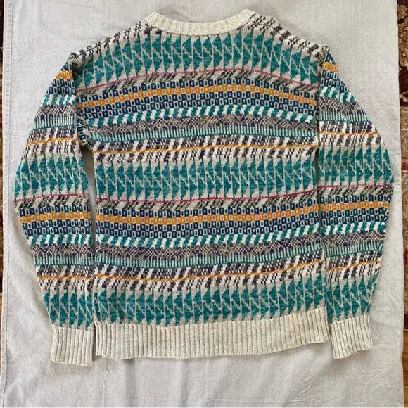 Men’s Vintage Sweater Graphix Aztec Western Crew Neck 100% cotton Sz Large - Picture 7 of 7